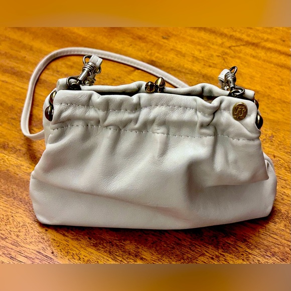 Vintage! FS Originals Cream Leather Large Coin Top Clasp Bag w Hinge Top Closure - Picture 5 of 6